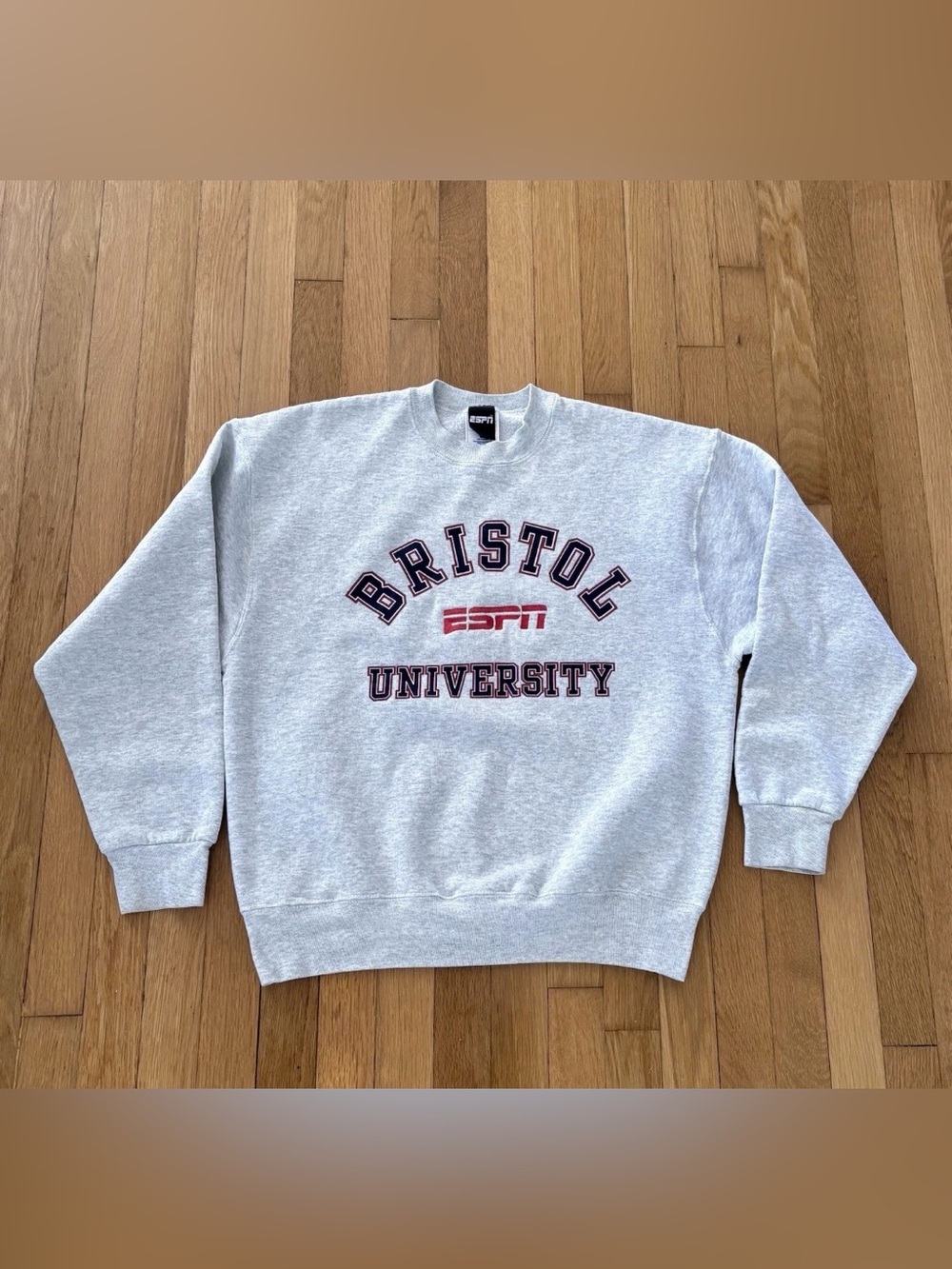 Vintage 90s ESPN Bristol University Sweatshirt Grey Made in USA Crewneck L